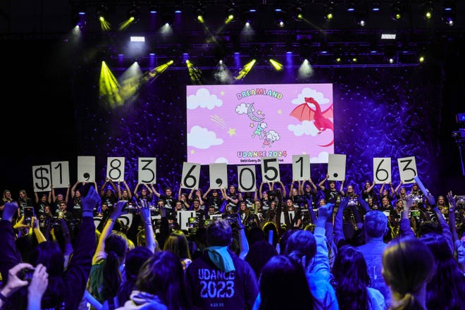 The UDance marathon raised $1,836,051.63 for the The Andrew McDonough B+ Foundation on Sunday, April 21, 2024 at the Bob Carpenter Center on the campus of the University of Delaware in Newark.