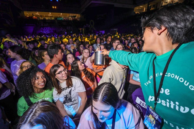 Donations were collected during the annual UDance marathon on Sunday, April 21, 2024 at the Bob Carpenter Center on the campus of the University of Delaware in Newark. The event raises funds to battle childhood cancer.