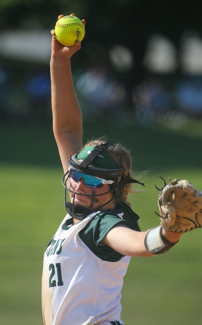 St. Mark's starter Ryleigh Thomas pitches in the fourth inning of the Spartans' 4-0 win in the second round of the DIAA state high school tournament Wednesday, May 19, 2021 at St. Mark's High School.