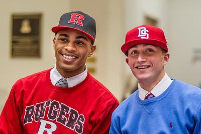 Andre Patton signs his letter of intent to attend Rutgers in 2013.